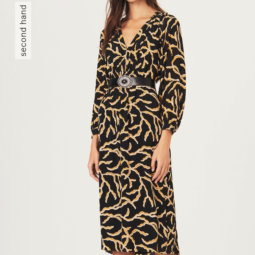 ba&sh Black and Gold Long Sleeve Dress